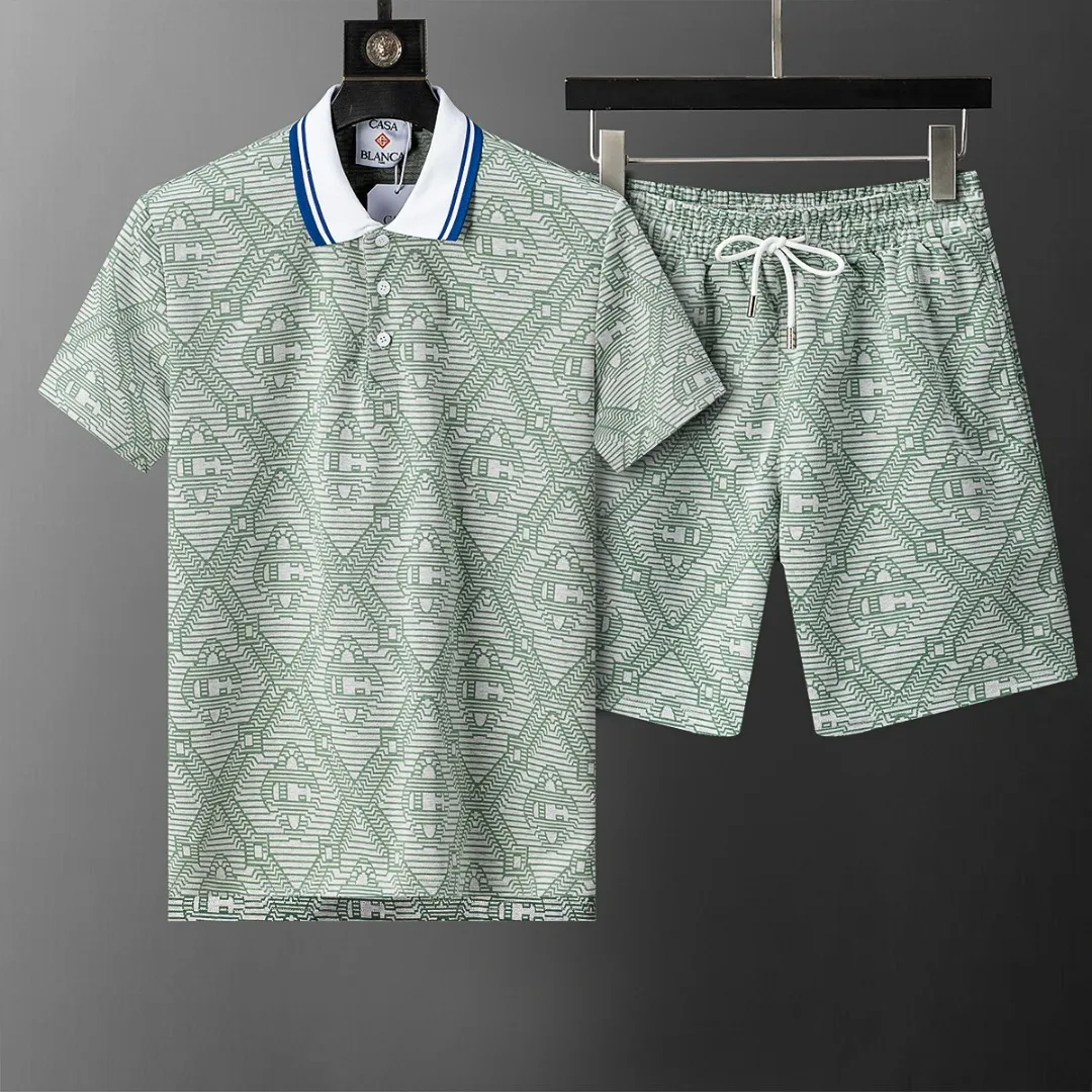 6653# 2026 spring and summer New Arrival men's lapel short-sleeved shorts suit, knitted jacquard fabric, fashionable and handsome style, comfortable fabric, rigorous workmanship, and neat wiring. Good upper body effect·Sizes M-3XL Light Green